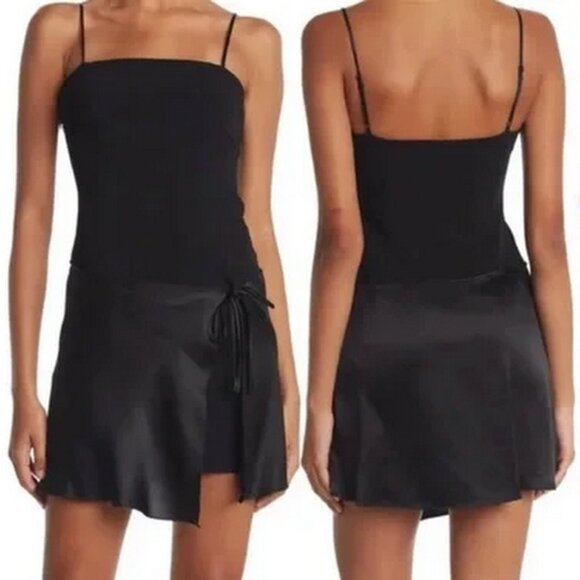 Cinq a Sept Hilary Crepe Silk Faux Wrap Mini Dress LBD - Picture 2 of 11